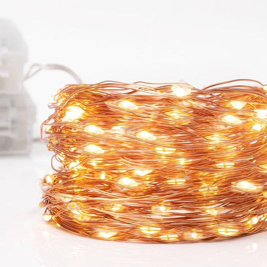 Mensa 2 Sets of Micro-LED 100 LEDs 10m with Battery Pack & USB Cable Warm White LED String Fairy Light