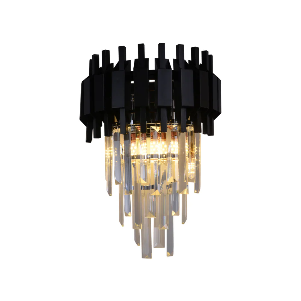 Metropolitan Square Beam Design 3 Tiered Crystal Wall Sconce Light