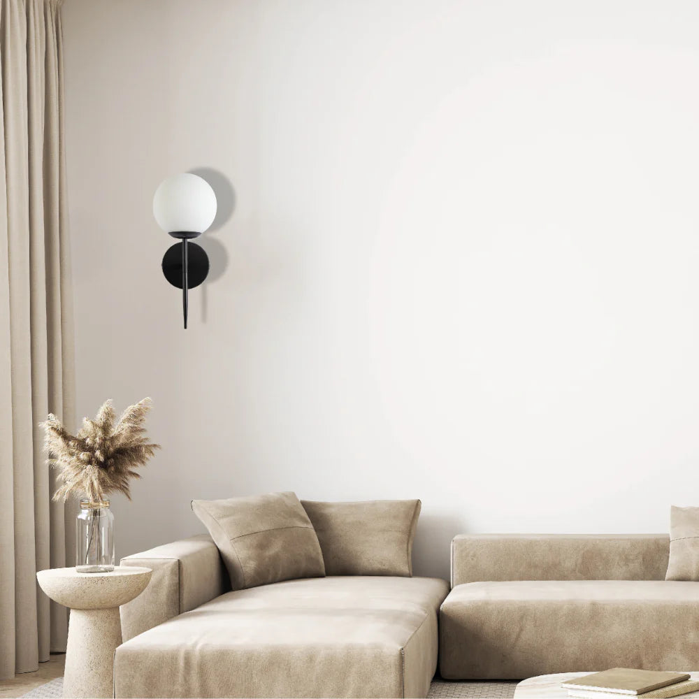 Mid-century Nordic Globe Sconce Modern Wall Light black in minimal design living room