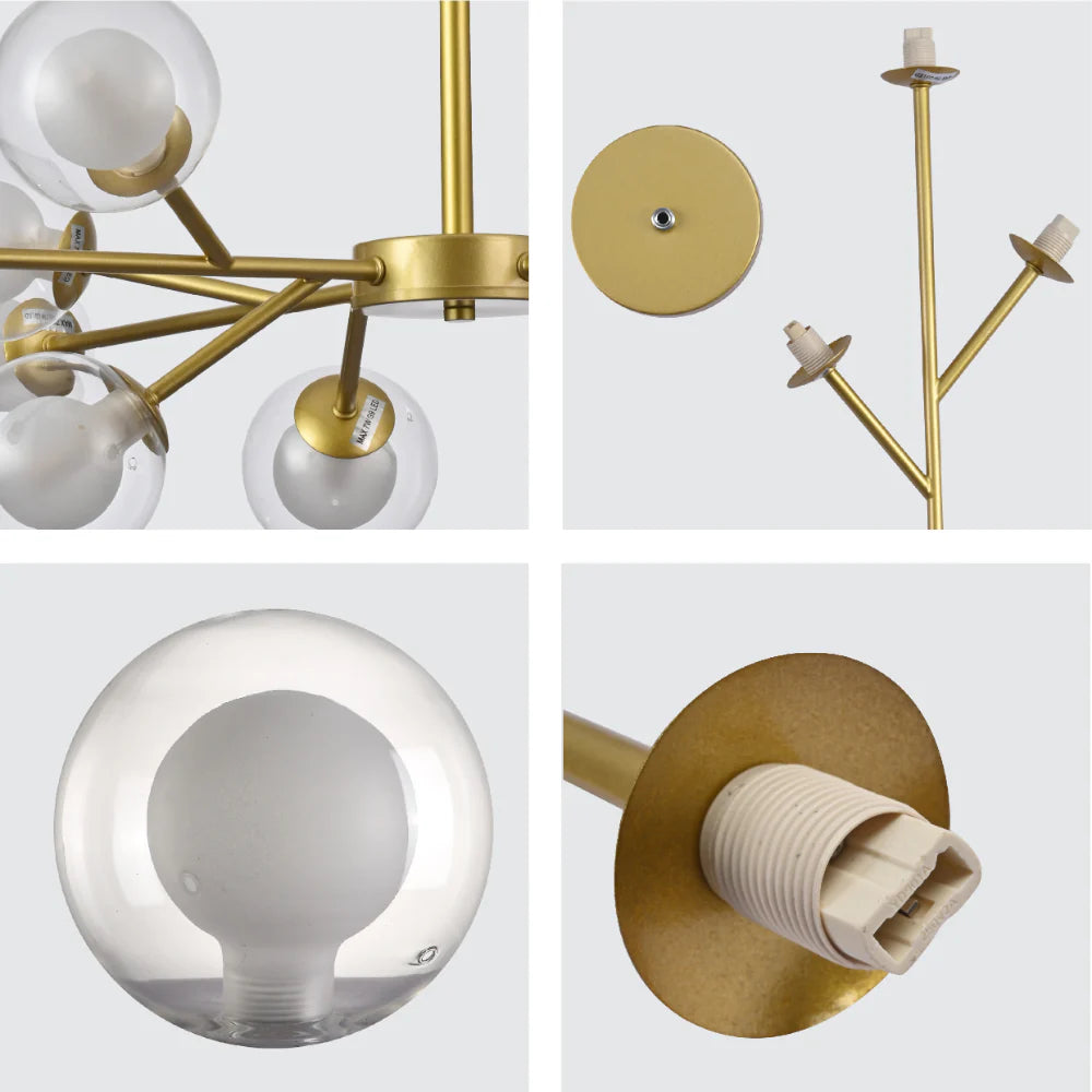 Details of Modern Gold Ceiling Light with Double-Layered Globes | TEKLED 158-19710