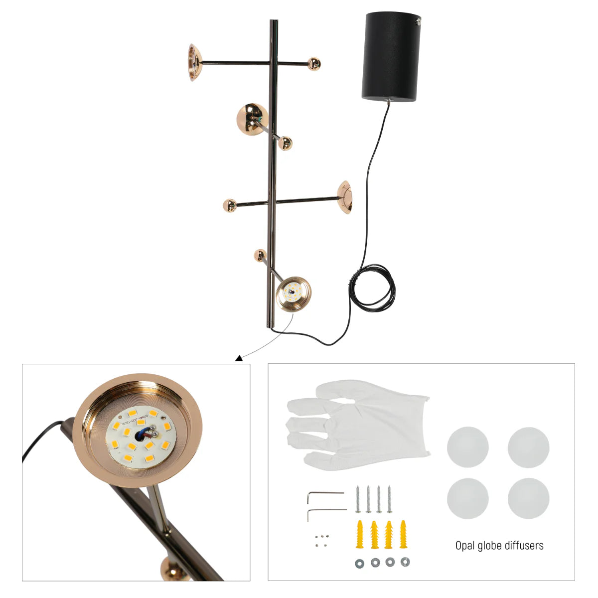 Lighting properties of Modern Spacious Chandelier Ceiling Light Gold 159-18155