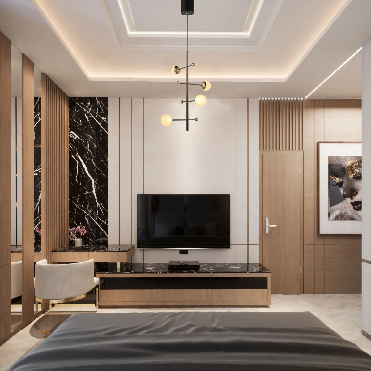 Where to use Modern Spacious Chandelier Ceiling Light Gold 159-18155