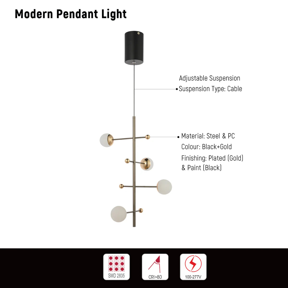 Technical specs of Modern Spacious Chandelier Ceiling Light Gold 159-18155