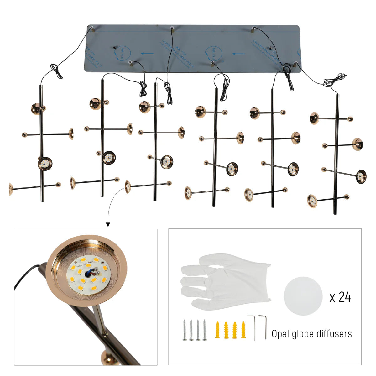 Lighting properties of Modern Spacious Chandelier Ceiling Light Gold 159-18157