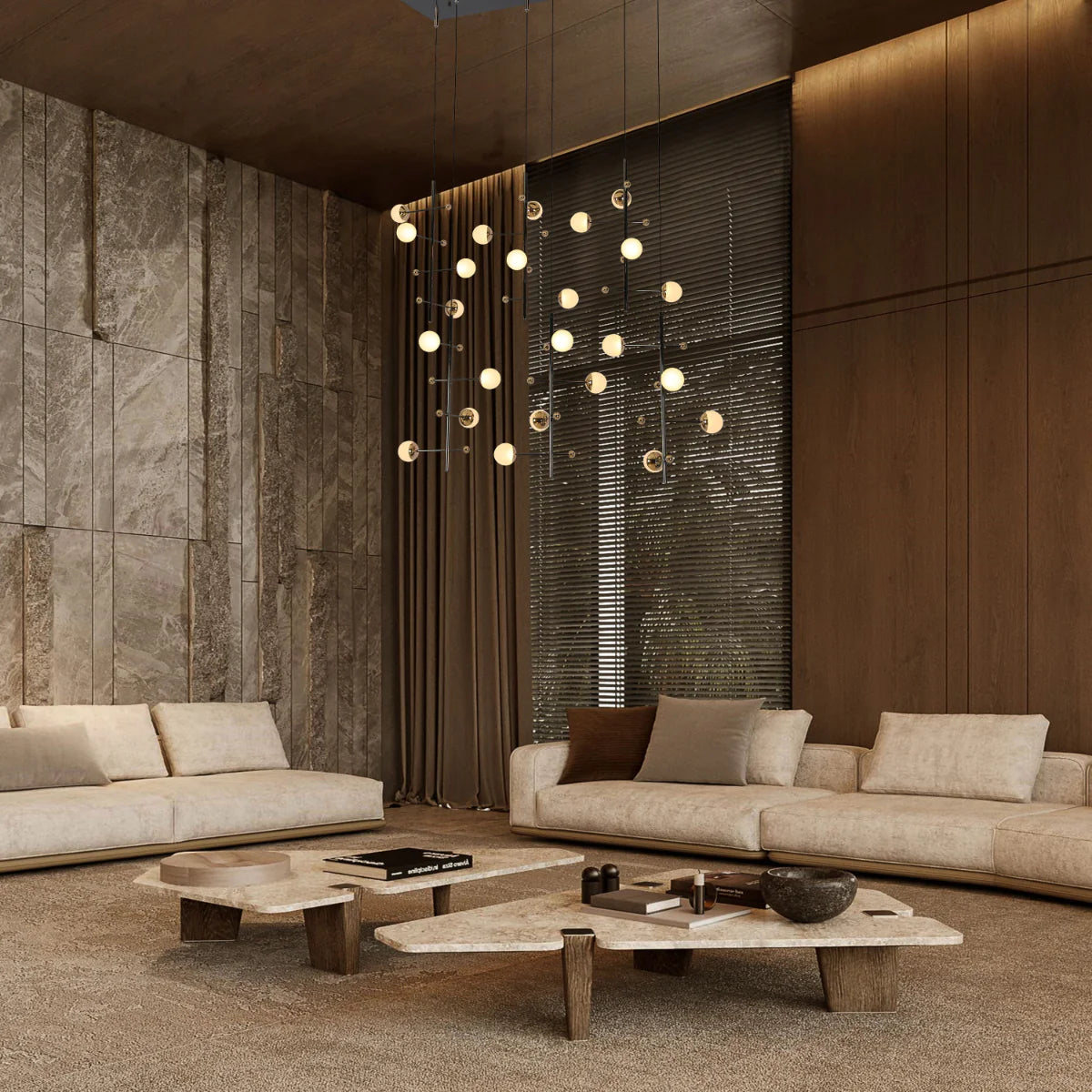 Where to use Modern Spacious Chandelier Ceiling Light Gold 159-18157