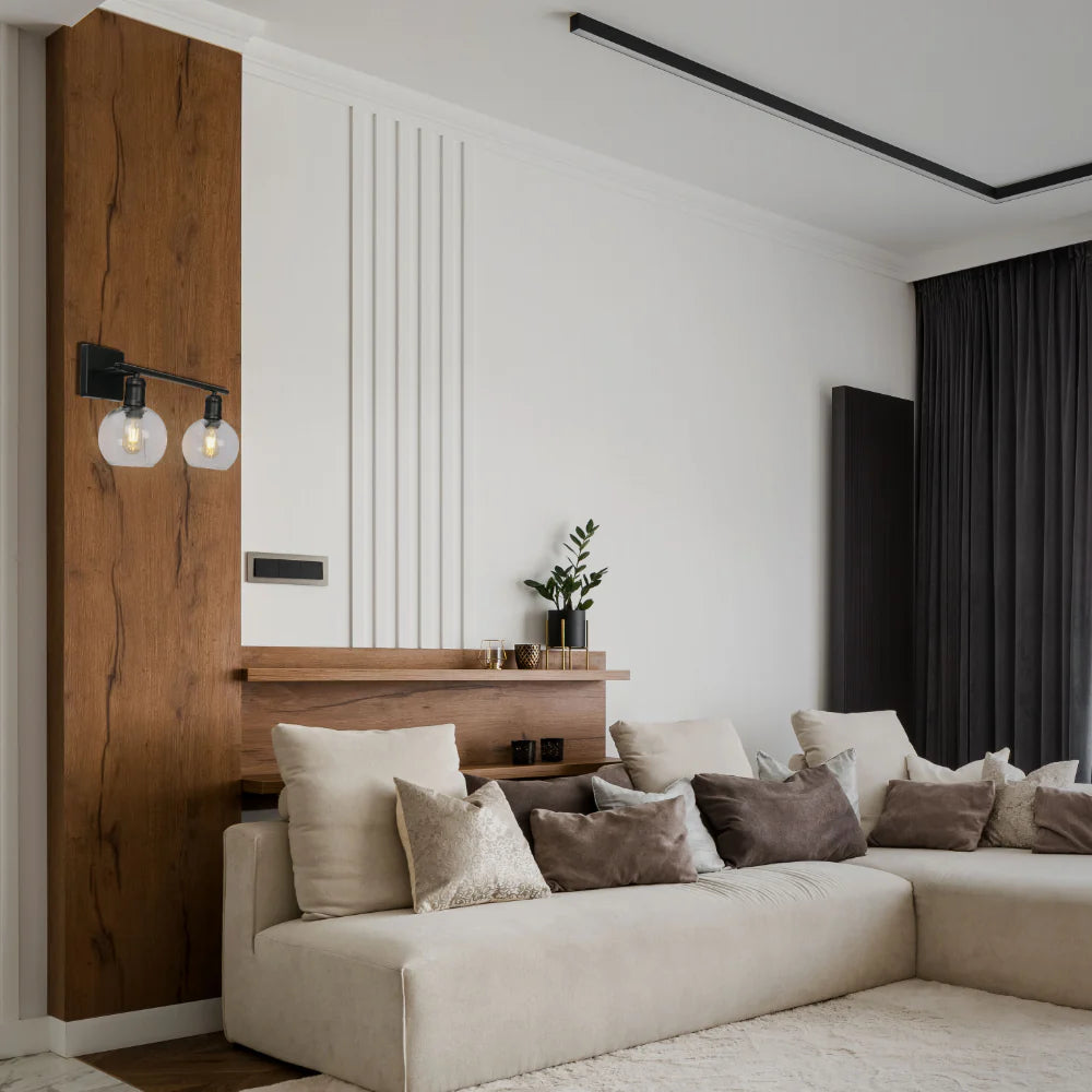 Interior use of Modern-Vintage Wall Light with Clear Globes | TEKLED 151-19550