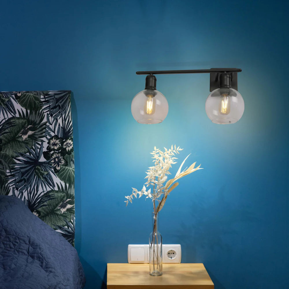 Living room kitchen bedroom use of Modern-Vintage Wall Light with Clear Globes | TEKLED 151-19550