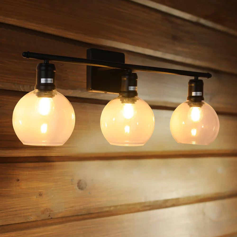 Living room kitchen bedroom use of Modern-Vintage Wall Light with Clear Globes | TEKLED 151-19552