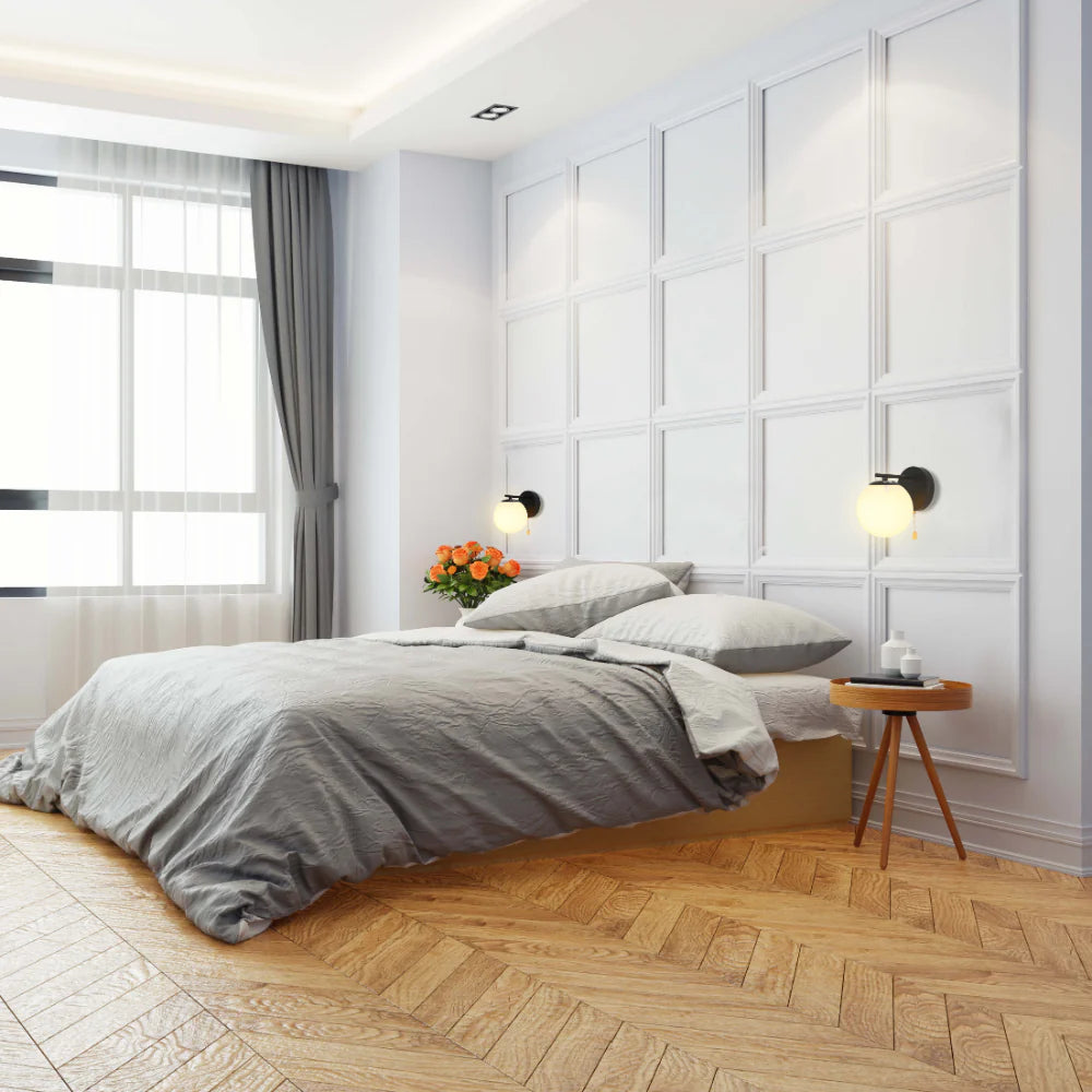 Opal Globe Glass Vintage Retro Stylish Wall Light with Pull Down Switch