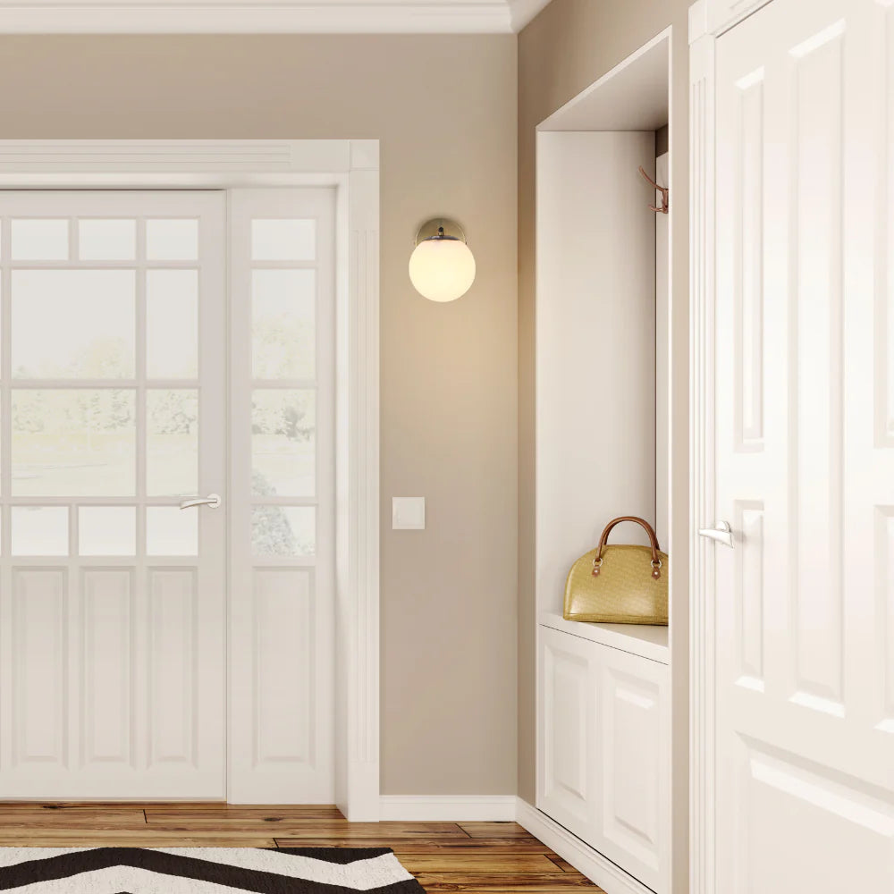 Opal Globe Glass Vintage Retro Stylish Wall Light with Pull Down Switch