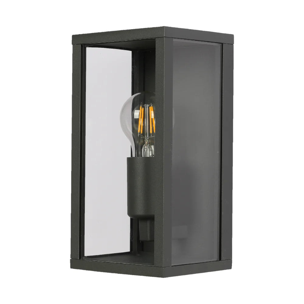 Oxford Box Outdoor Lantern Wall Light E27 Dark Grey