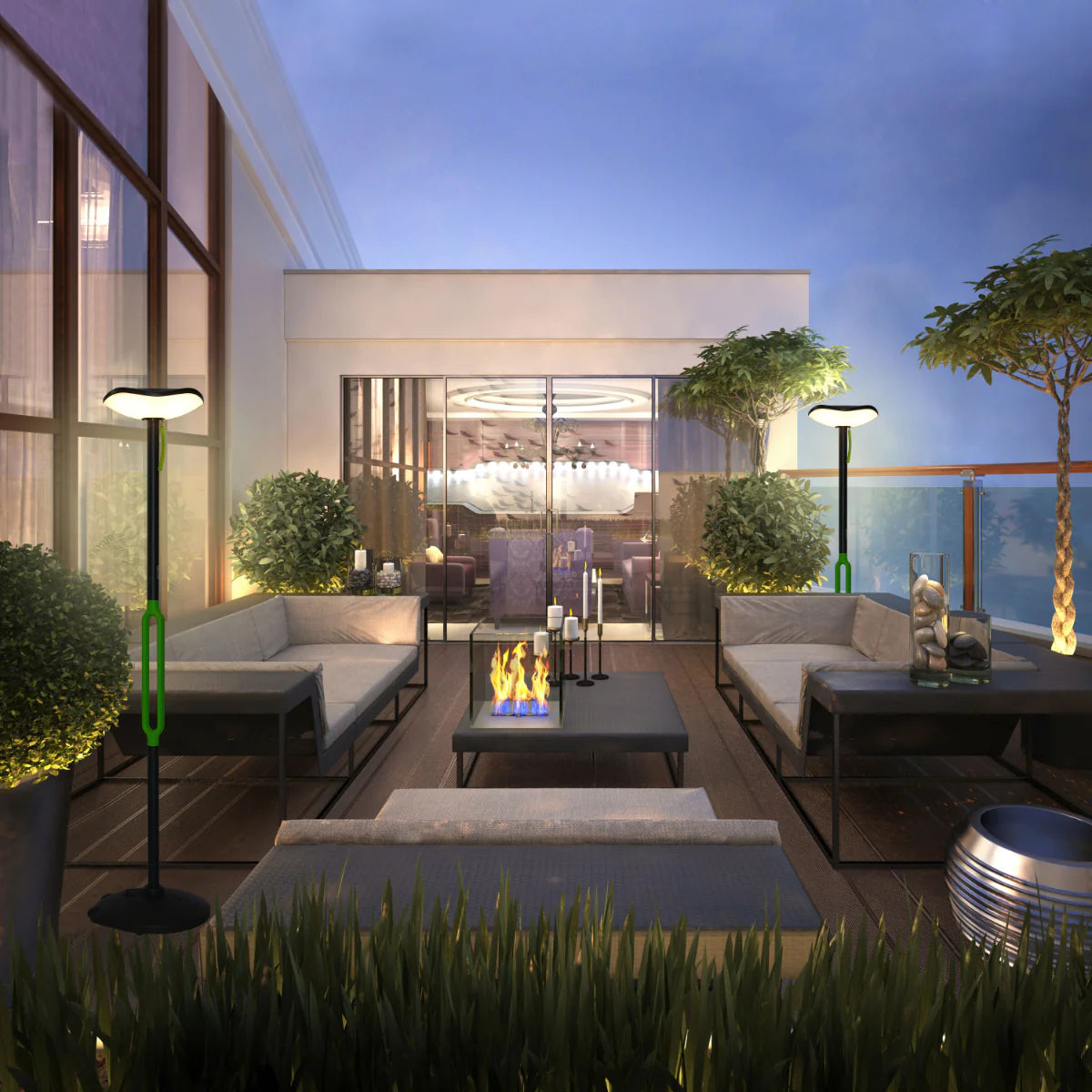 Usage of Poppy LED Solar Garden Post Light with Bluetooth Speaker Dark Grey IP54 240-035021