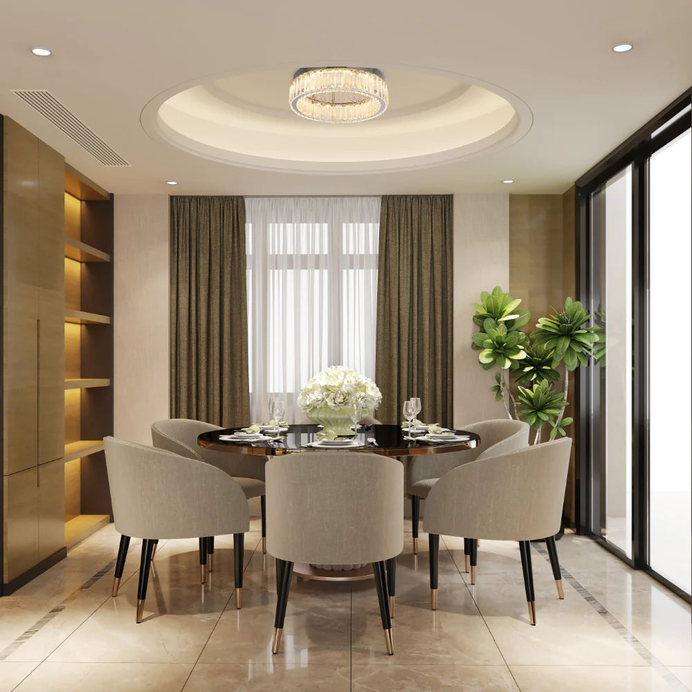 Ring Crystal Chrome Flush Ceiling Chandelier Light with Remote Control 3 Colour