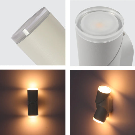 Rotatable Cylinders Outdoor LED Wall Light White 3000K Wide Beam