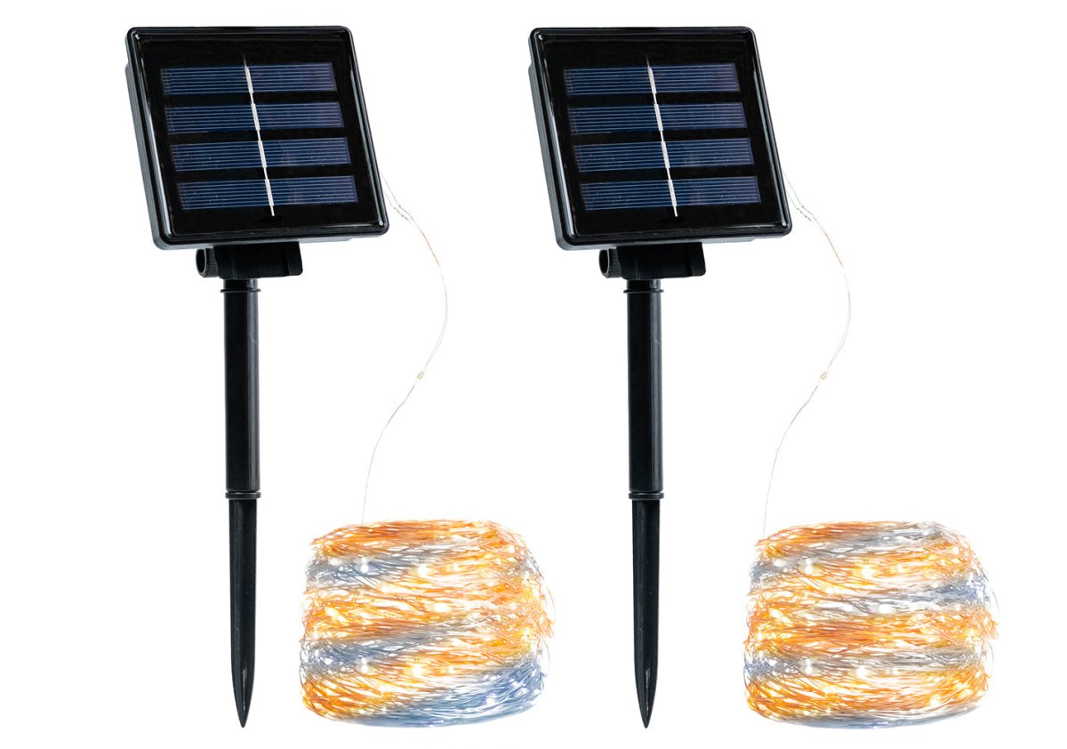 Close up of  Serpens Solar 2 Sets Micro-LED String 120 LEDs 14m Warm & Cool White LED String Fairy Light
