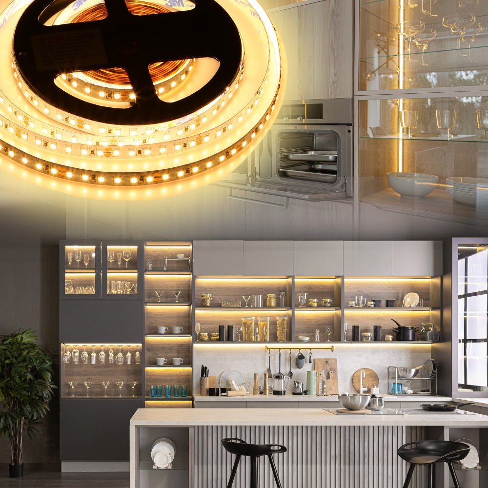 Shelving application of LED Strip Light 120pcs 2835 LED 5W 1A 24Vdc 10mm 5m IP20 3000K Warm White 4000K Cool White 6500K Cool Daylight | TEKLED 582-032721