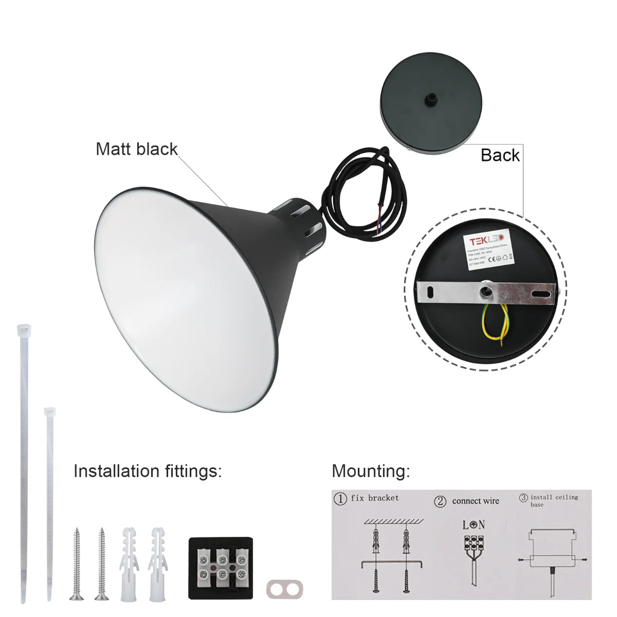 Close shots of Sleek Industrial Cone Pendant Light 150-18435