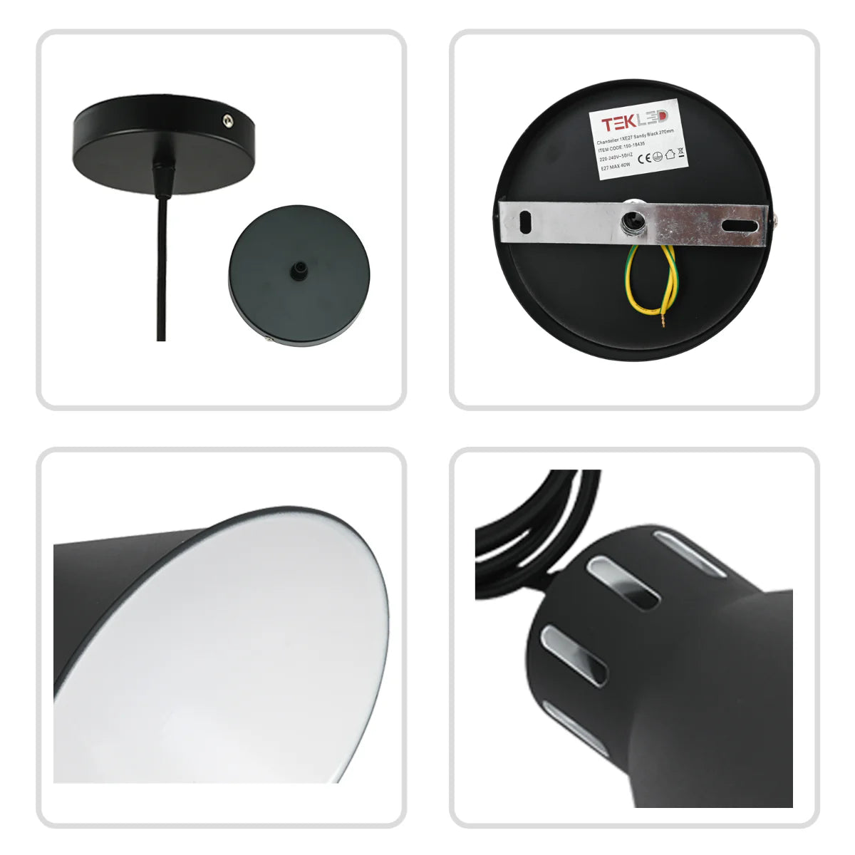 Lighting properties of Sleek Industrial Cone Pendant Light 150-18435