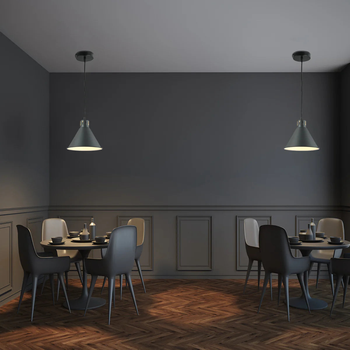 Where to use Sleek Industrial Cone Pendant Light 150-18435