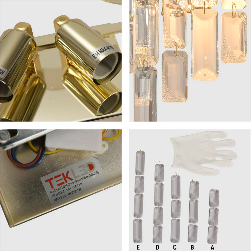 Close up of Star Crystal Chandelier Wall Light | TEKLED 151-19960