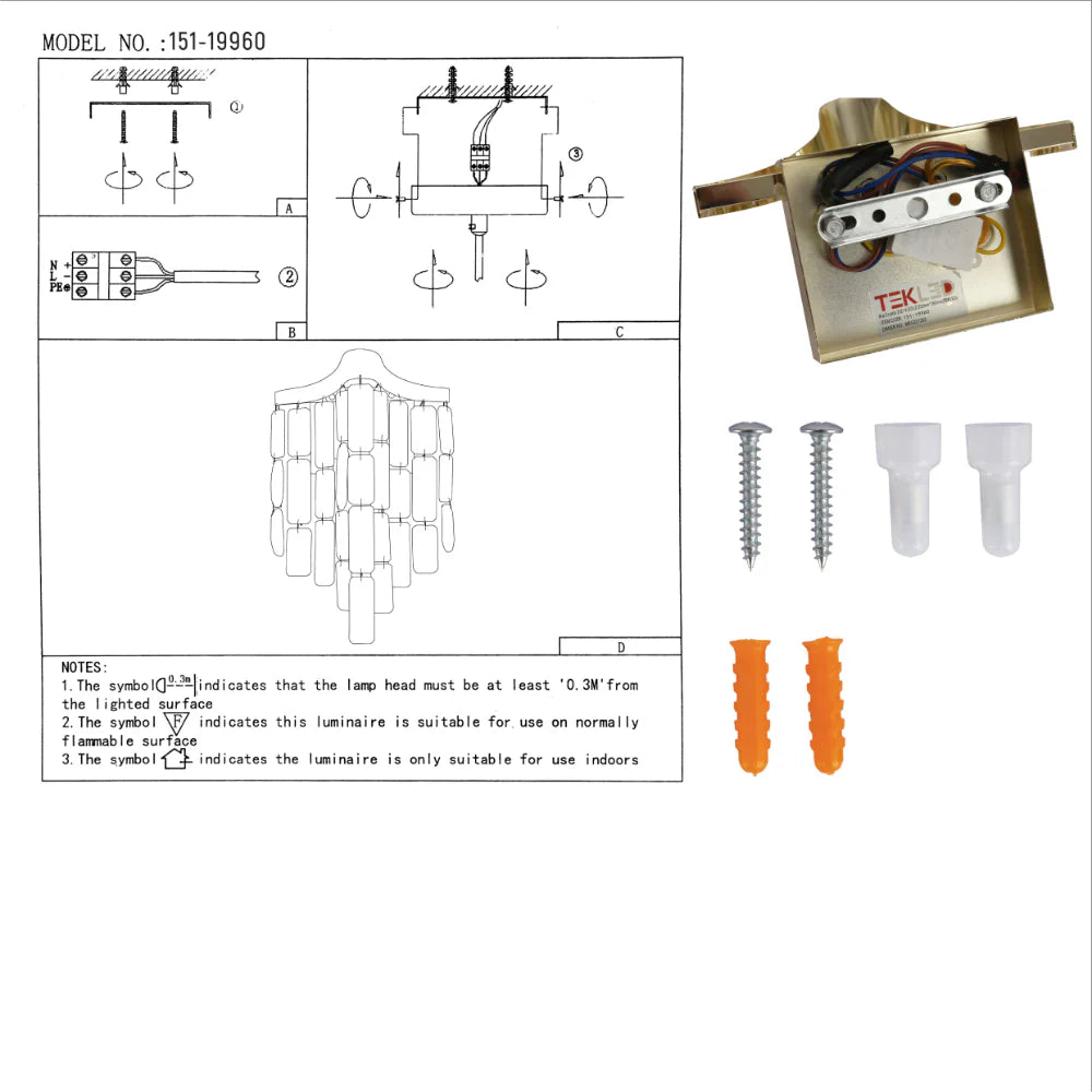 User manual for Star Crystal Chandelier Wall Light | TEKLED 151-19960