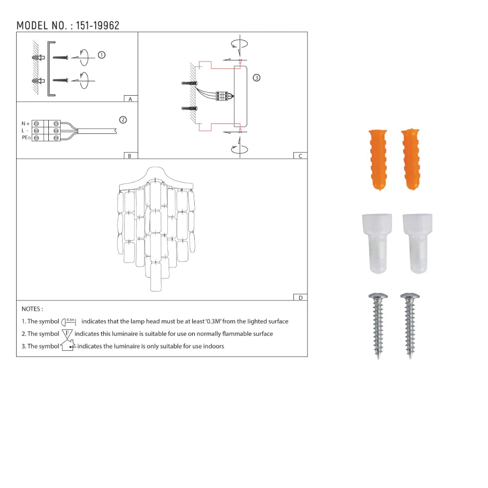 User manual for Star Crystal Chandelier Wall Light | TEKLED 151-19962