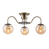 Swan Neck Antique Brass & Amber Globe Light