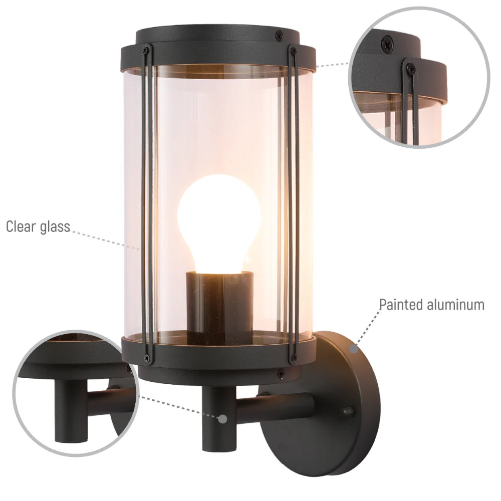 Tanaro Vintage Outdoor Wall Lantern E27 Dark Grey