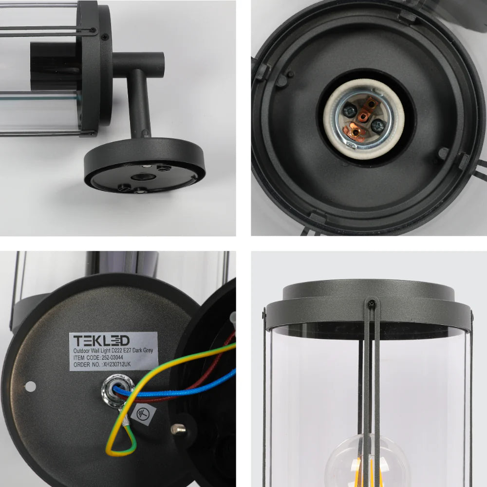 Tanaro Vintage Outdoor Wall Lantern E27 Dark Grey