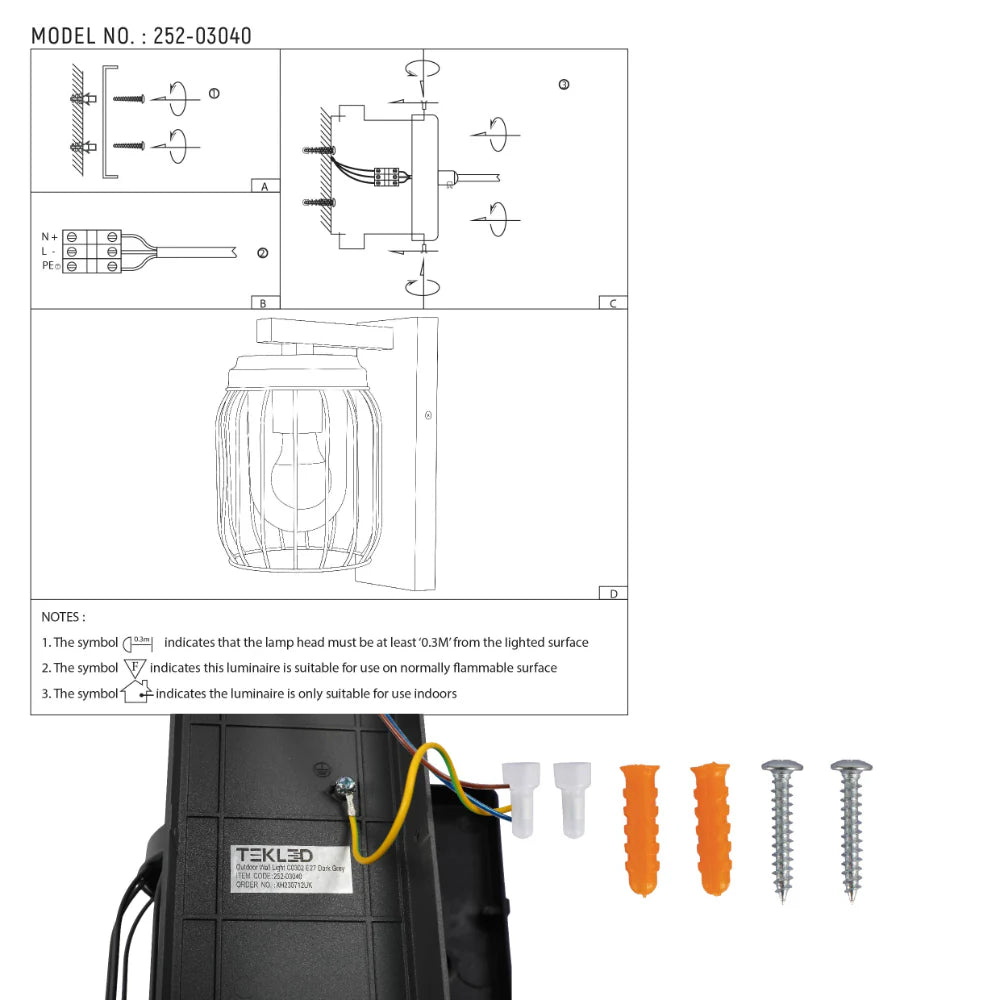 Tuela Outdoor Wall Light E27 Dark Grey