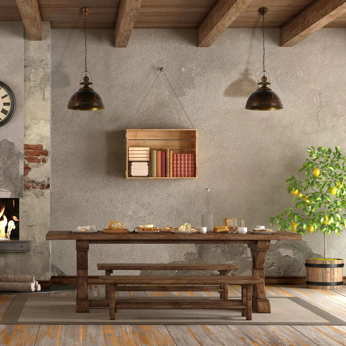 Usage of Vintage Industrial Dome Pendant Light with Rivet Detailing 150-19032