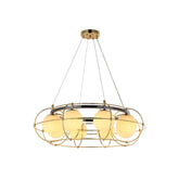 Main image of Vintage-Modern Orb Chandelier with Geometric Gold Detailing G9 150-19034