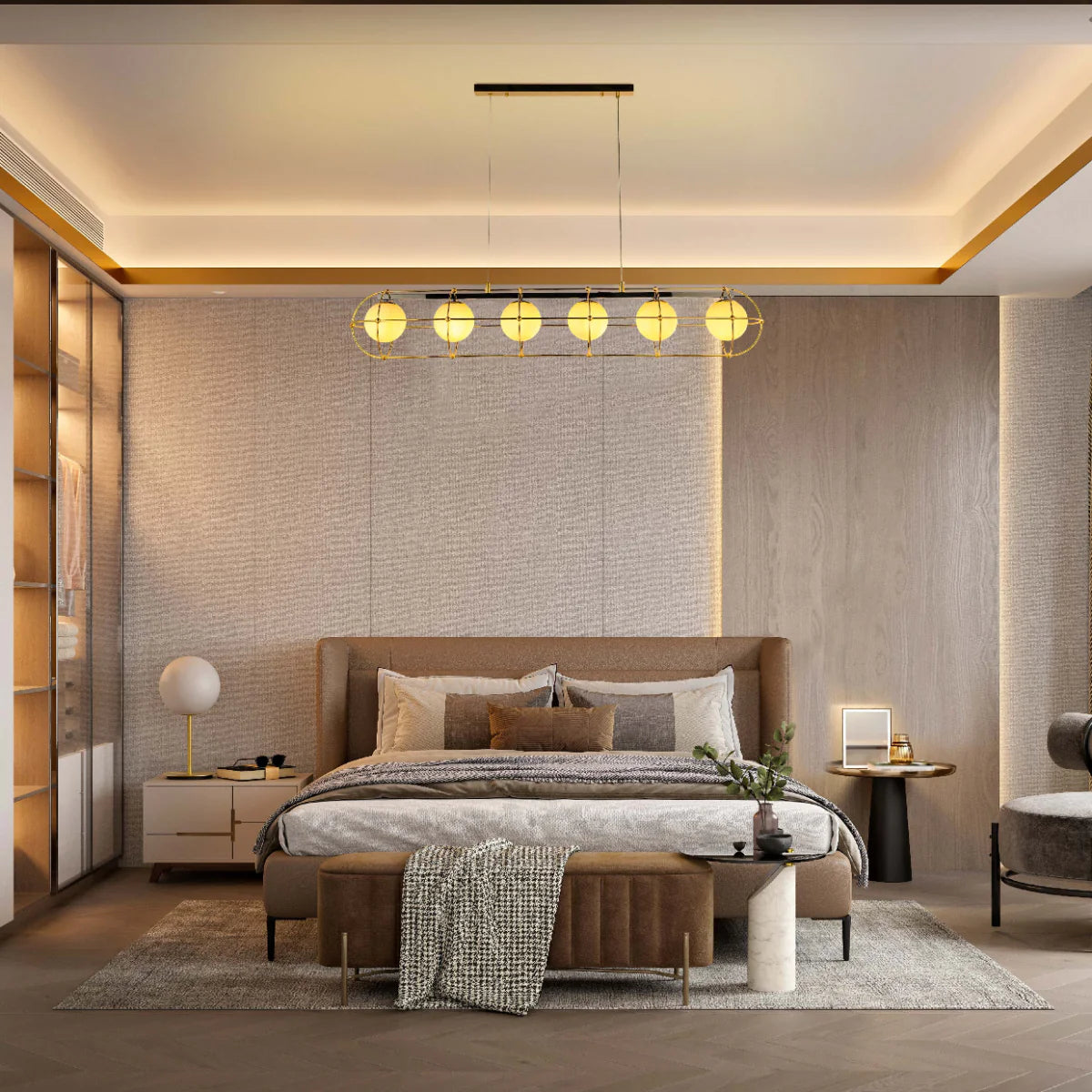 Usage of Vintage-Modern Orb Chandelier with Geometric Gold Detailing G9 150-19036