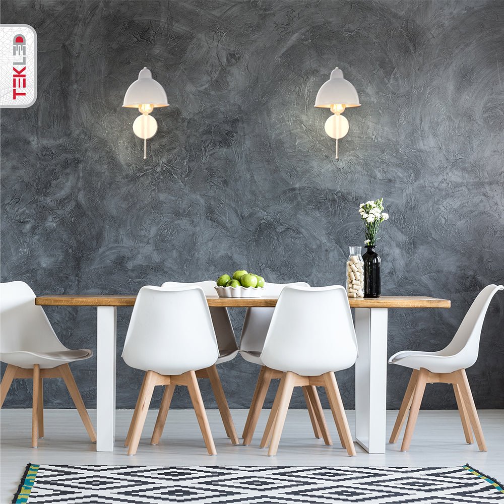 Indoor application ofWhite Metal Dome Wall Light with E27 Fitting