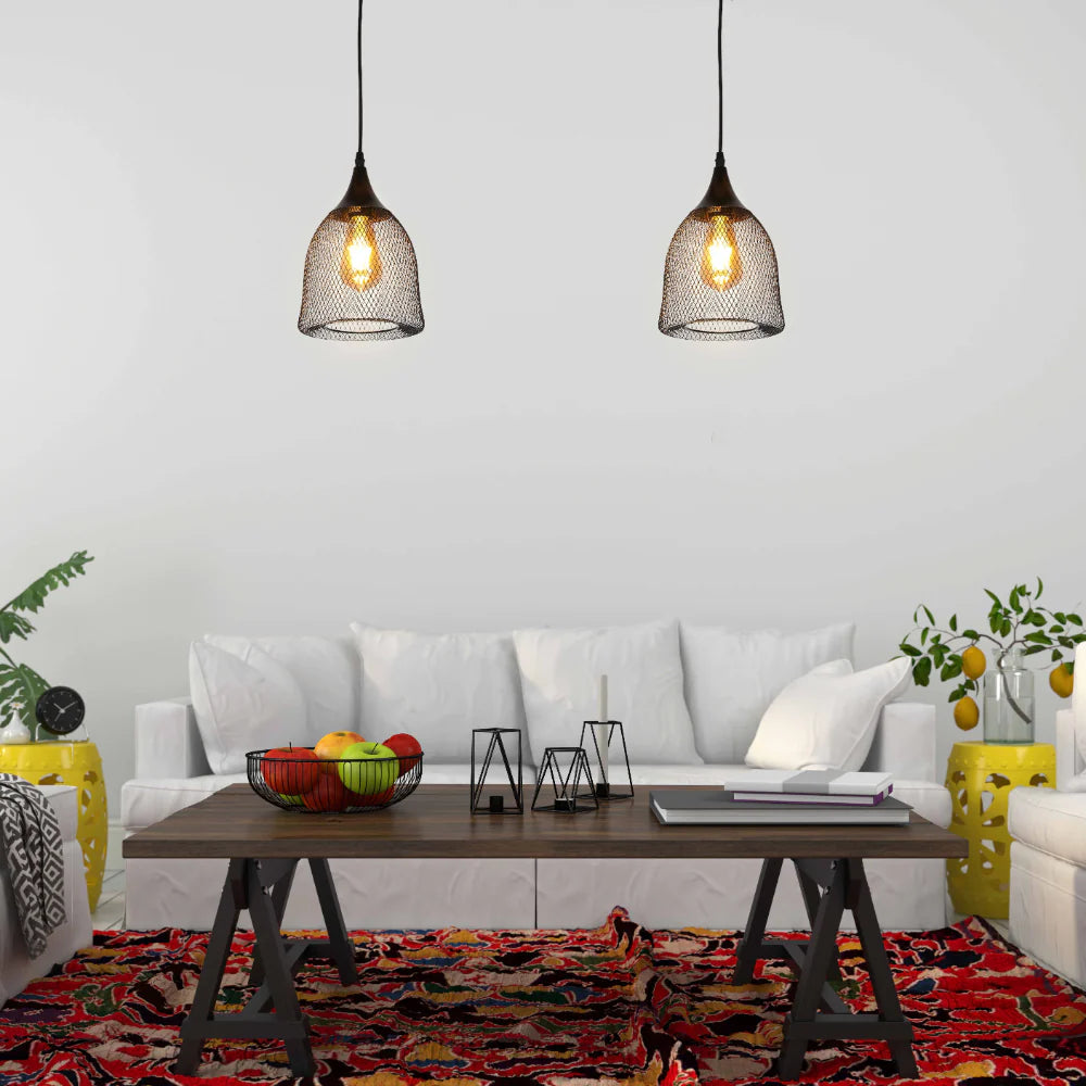 Wire Mesh Industrial Dome Pendant Ceiling Light modest used in living room