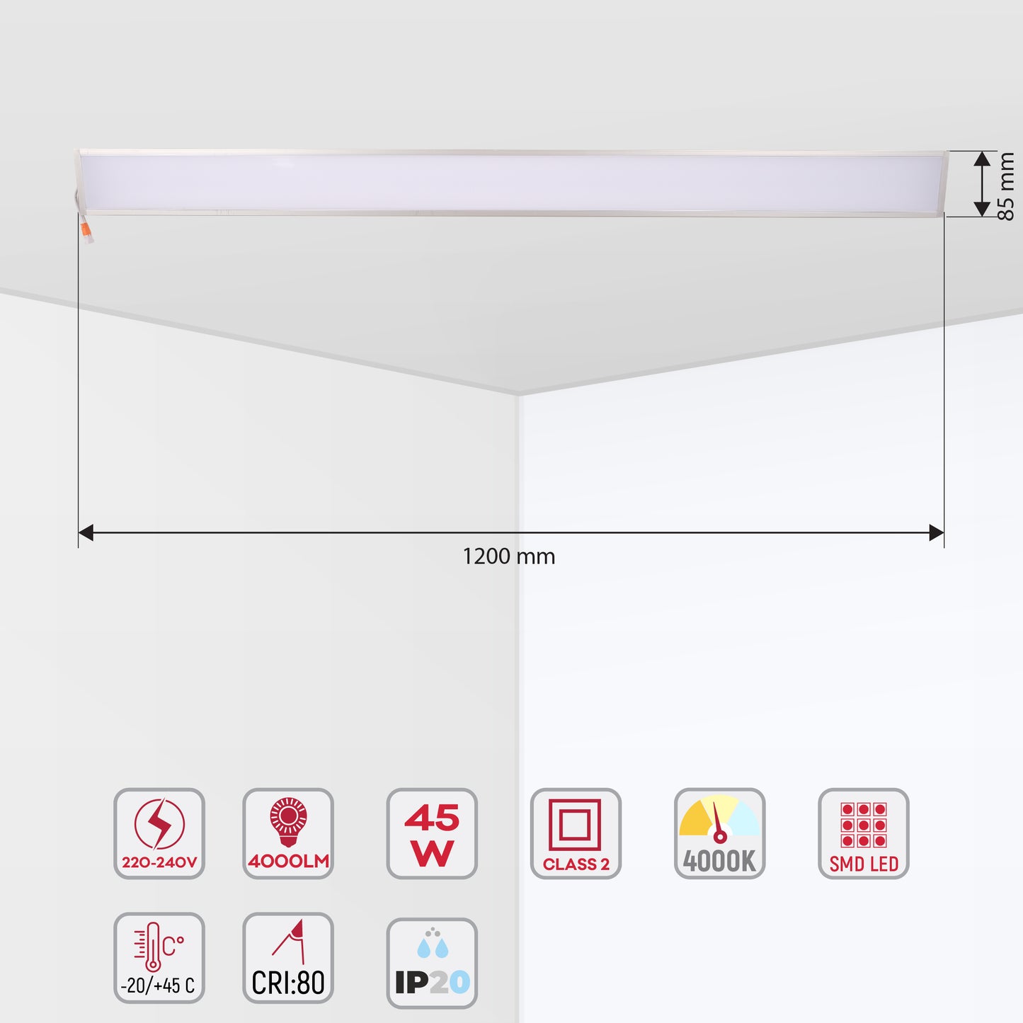 LED POLARIS 45W CEILING 4000K 120cm (TEKL)