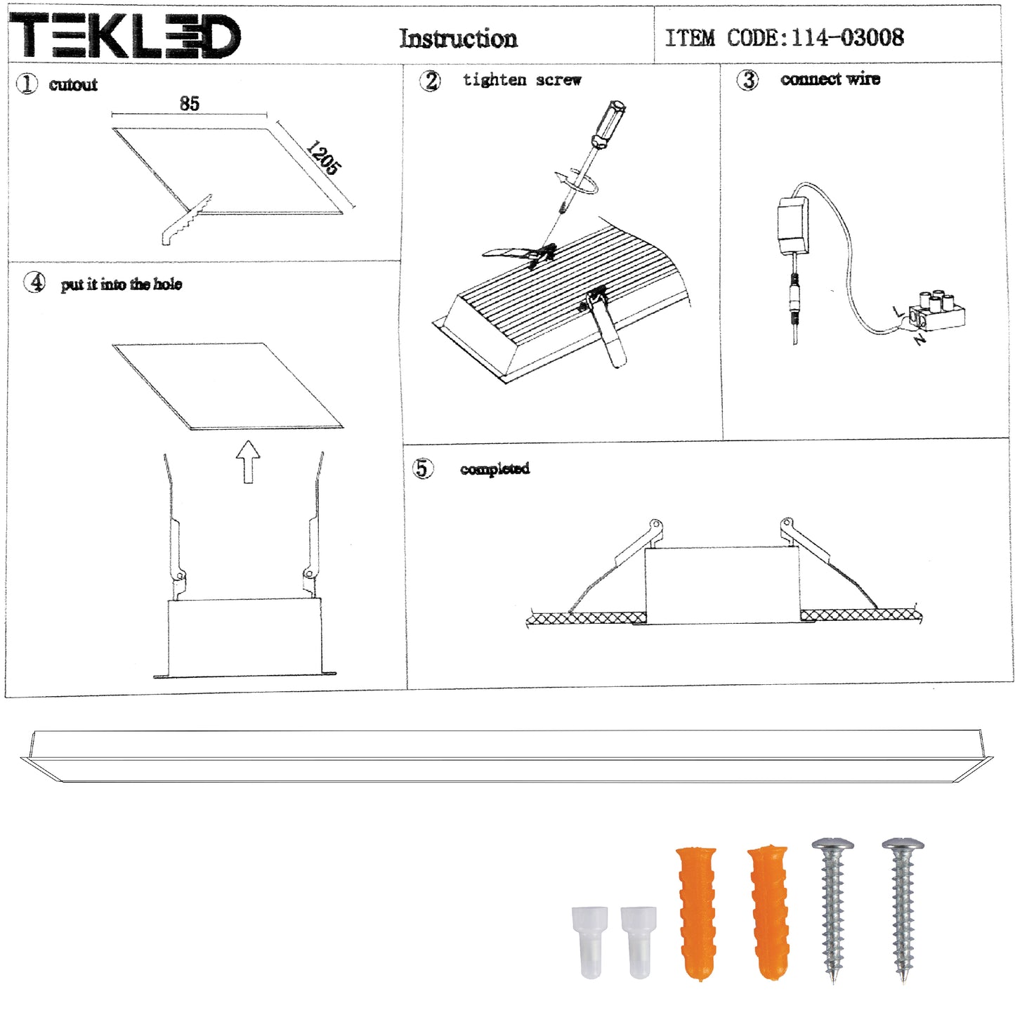LED POLARIS 45W CEILING 4000K 120cm (TEKL)
