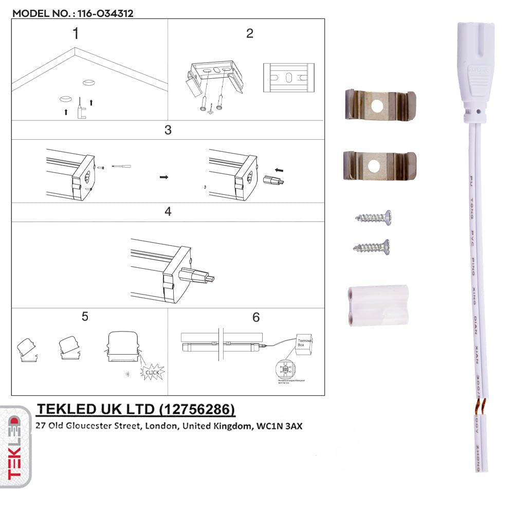 LED T5 14W 872MM 4000K with switch IP20 UK (TT)