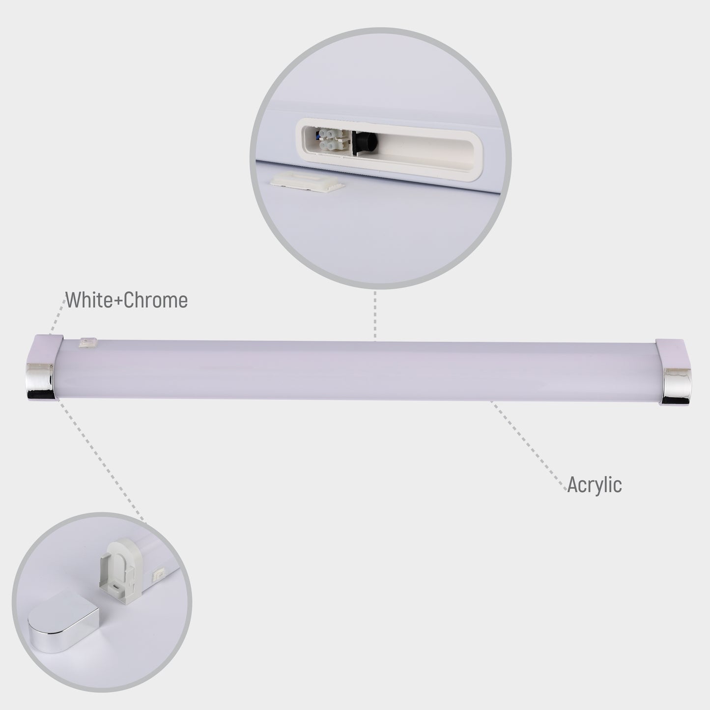 LED Mirror Bathroom Vanity Room Light 60cm 15W 4000K White+Chrome
