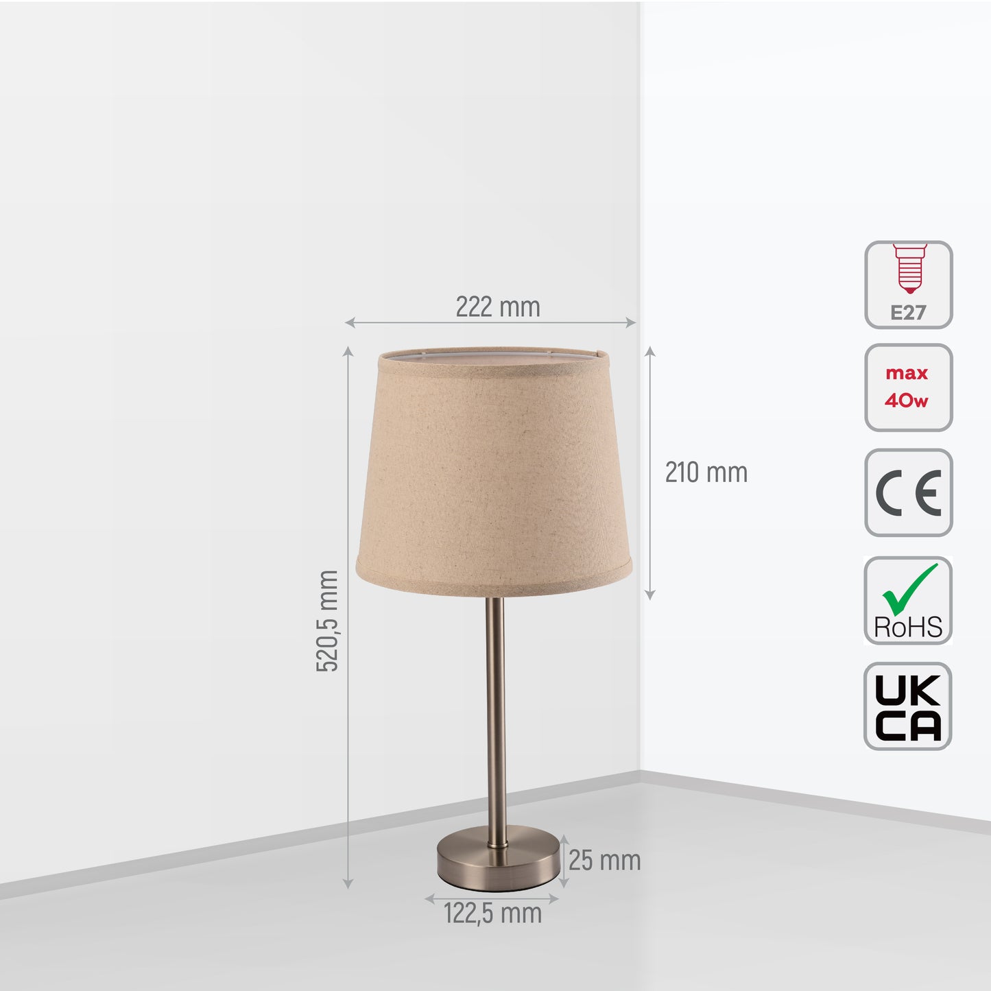 Desk lamp F018 1xE27 54cm NICKEL (TEKLED)