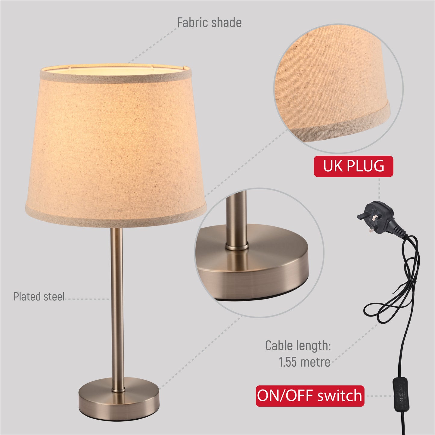 Desk lamp F018 1xE27 54cm NICKEL (TEKLED)