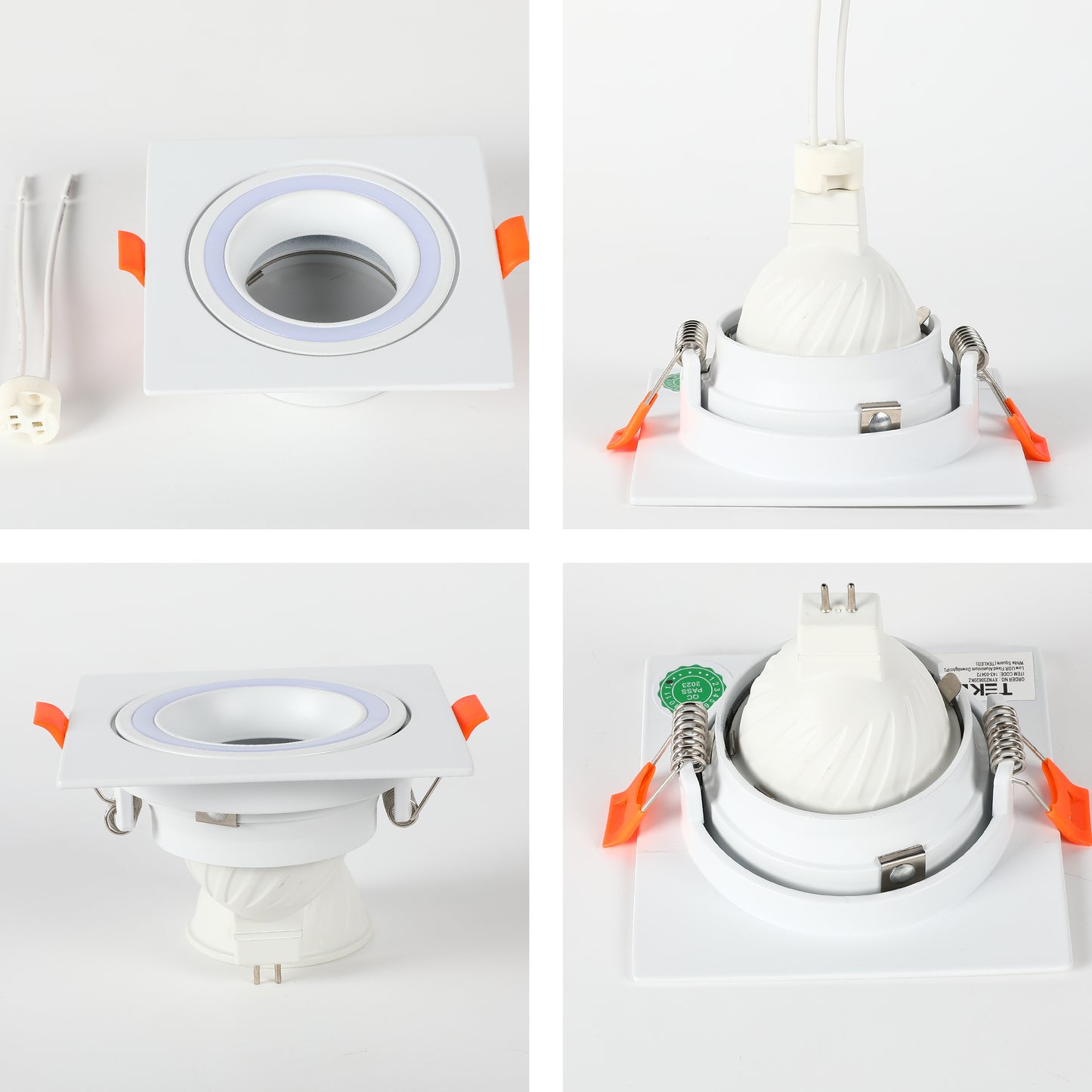 LOW UGR FIXED ALUMINIUM DOWNLIGHT IP20 GU5.3 1 WAY WHITE SQUARE (TEKLED)