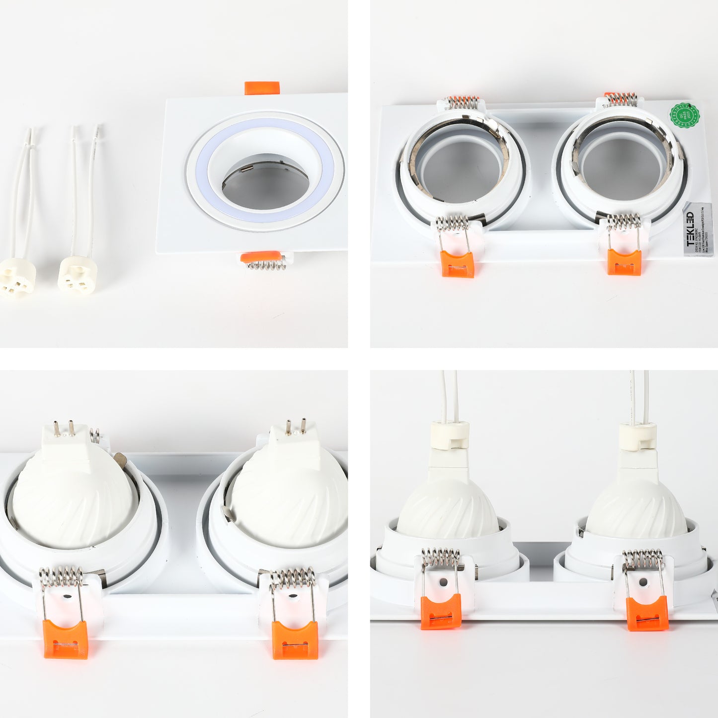 LOW UGR FIXED ALUMINIUM DOWNLIGHT IP20 GU5.3 2 WAY WHITE SQUARE (TEKLED)