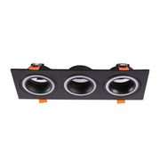 LOW UGR FIXED ALUMINIUM DOWNLIGHT IP20 GU5.3 3 WAY BLACK SQUARE (TEKLED)