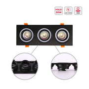 LOW UGR FIXED ALUMINIUM DOWNLIGHT IP20 GU5.3 3 WAY BLACK SQUARE (TEKLED)