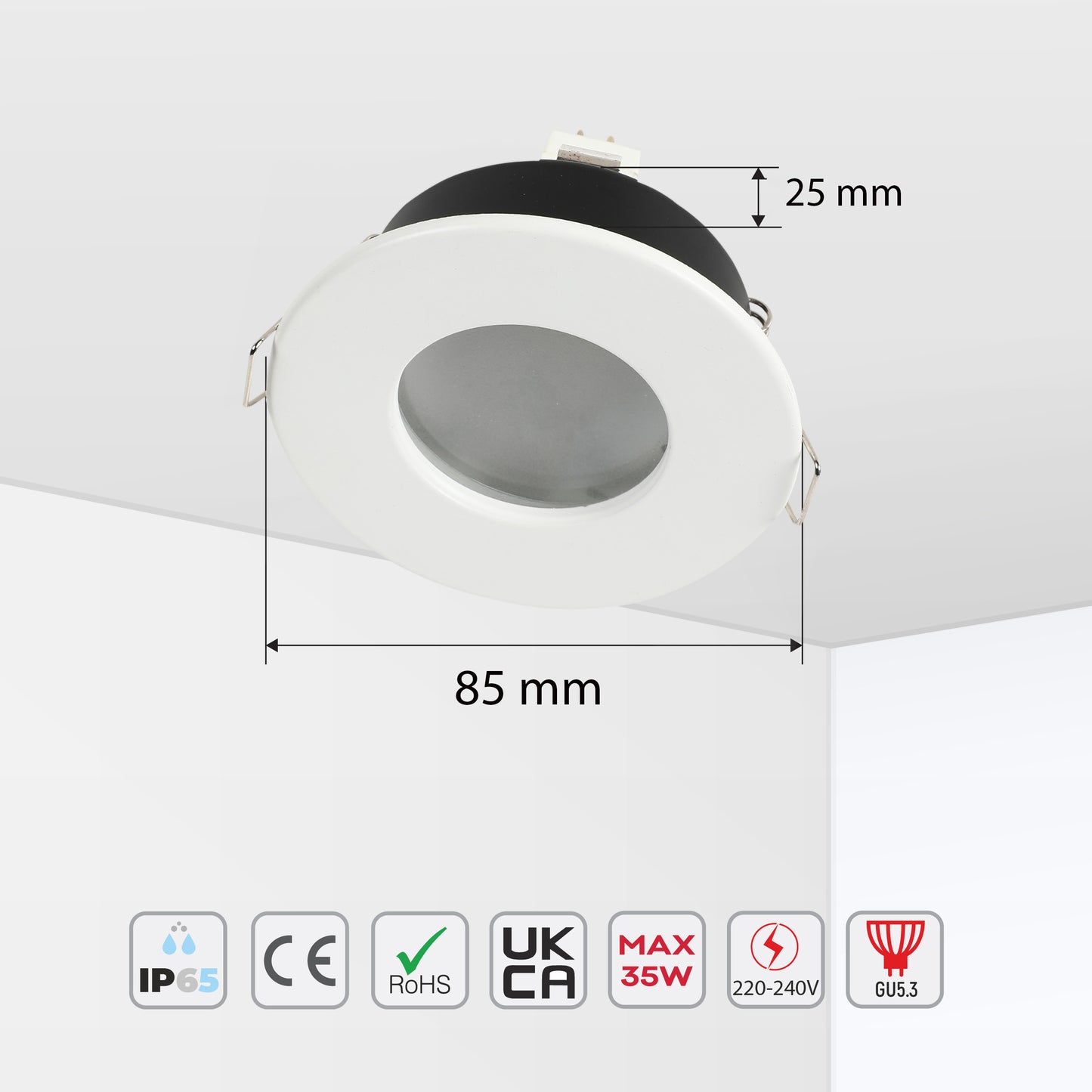 FIXED ALUMINIUM DOWNLIGHT IP65 GU5.3 (TEKLED)