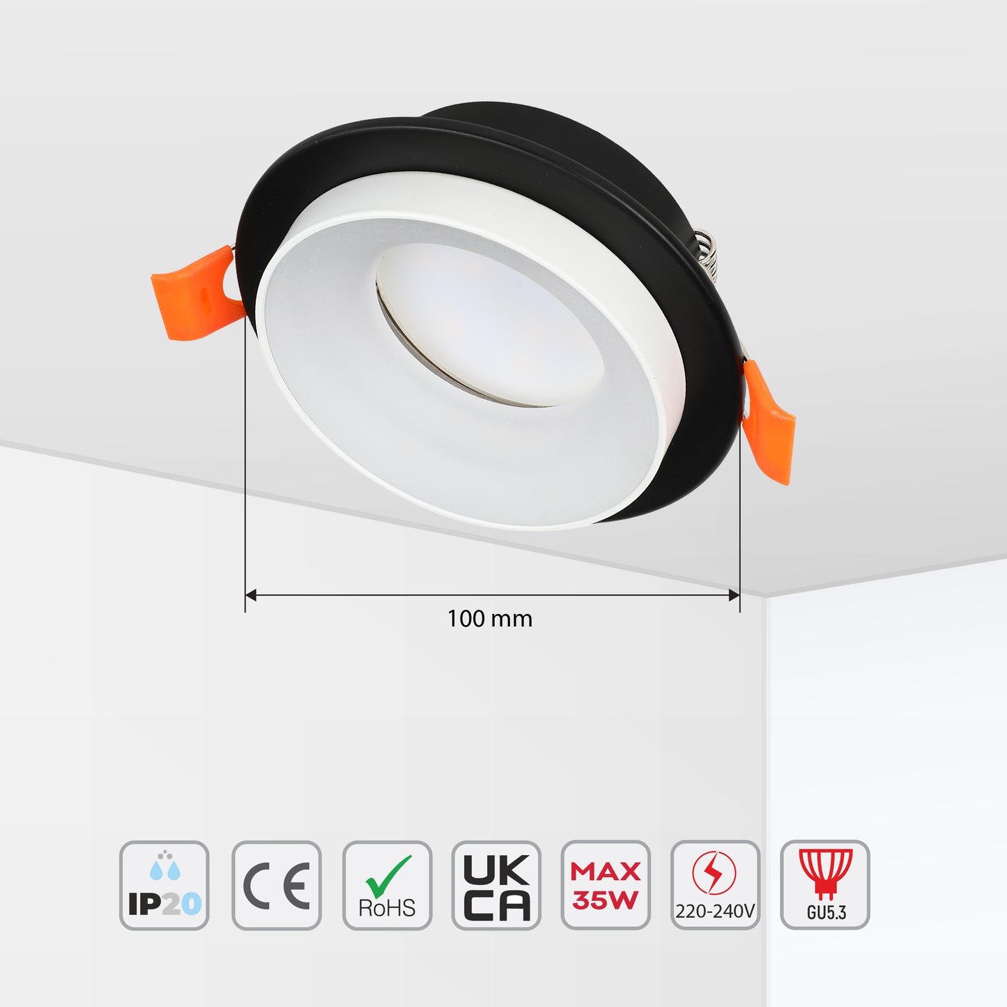 GU5.3 ALUMINIUM RECESSED DOWNLIGHT SPOTLIGHT BLACK AND WHITE (TEKLED)