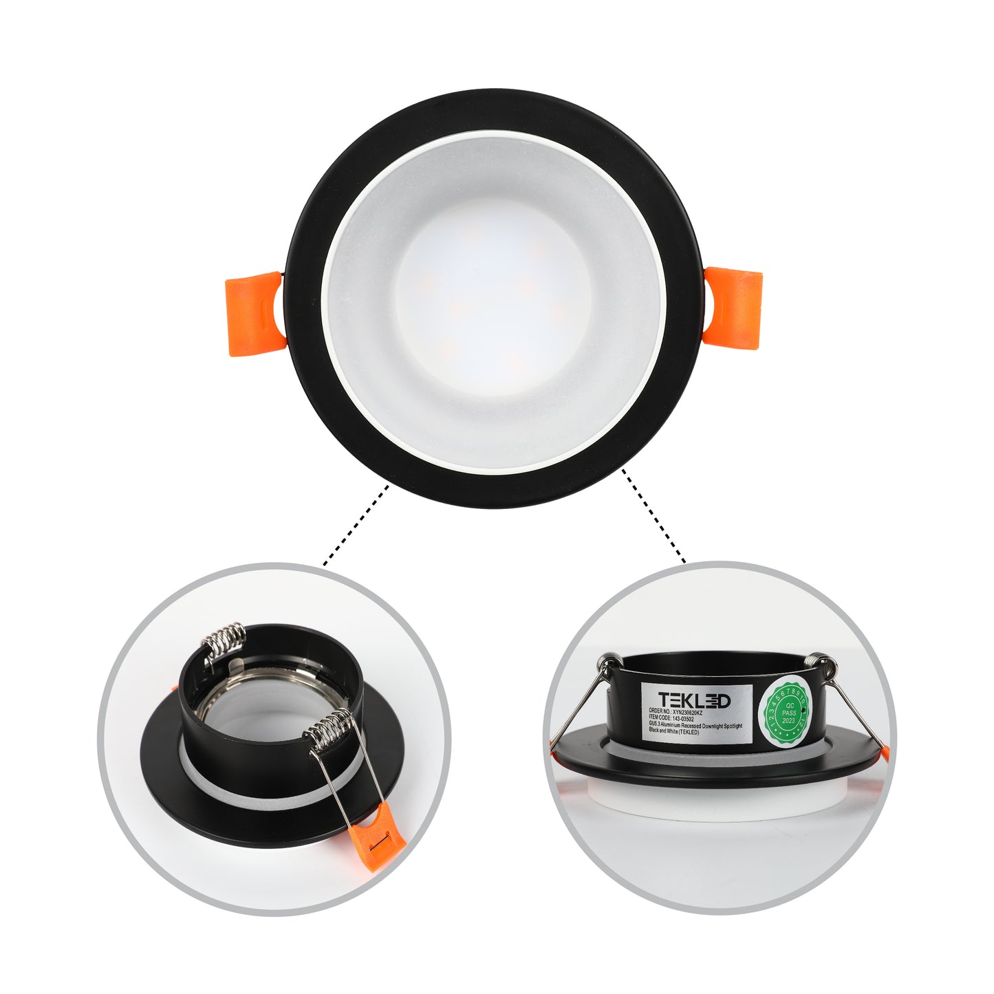 GU5.3 ALUMINIUM RECESSED DOWNLIGHT SPOTLIGHT BLACK AND WHITE (TEKLED)