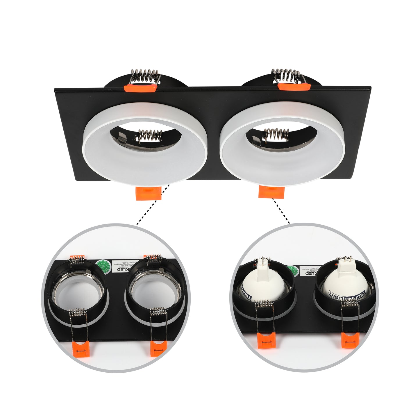 GU5.3 DOWNLIGHT SQUARE BLACK AND WHITE 2 WAY (TEKLED)