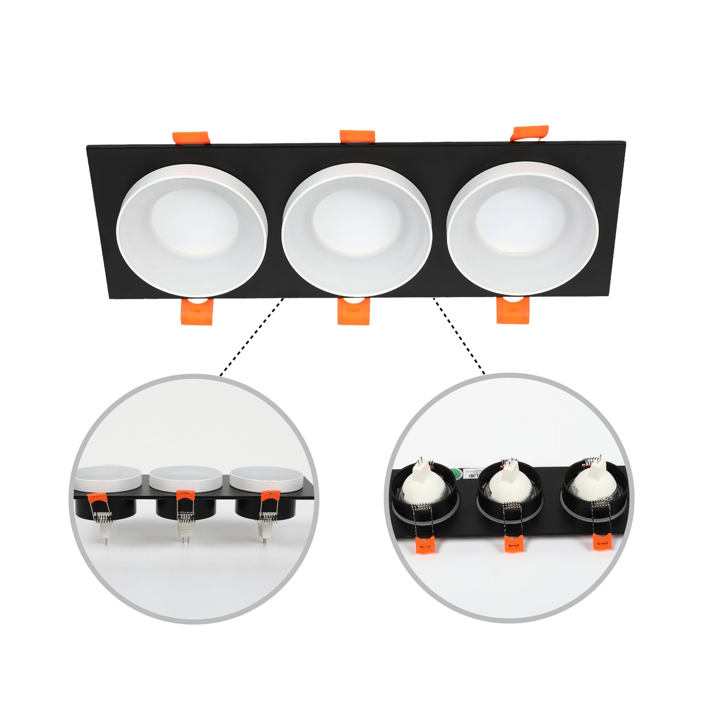 GU5.3 DOWNLIGHT SQUARE BLACK AND WHITE 3 WAY (TEKLED)